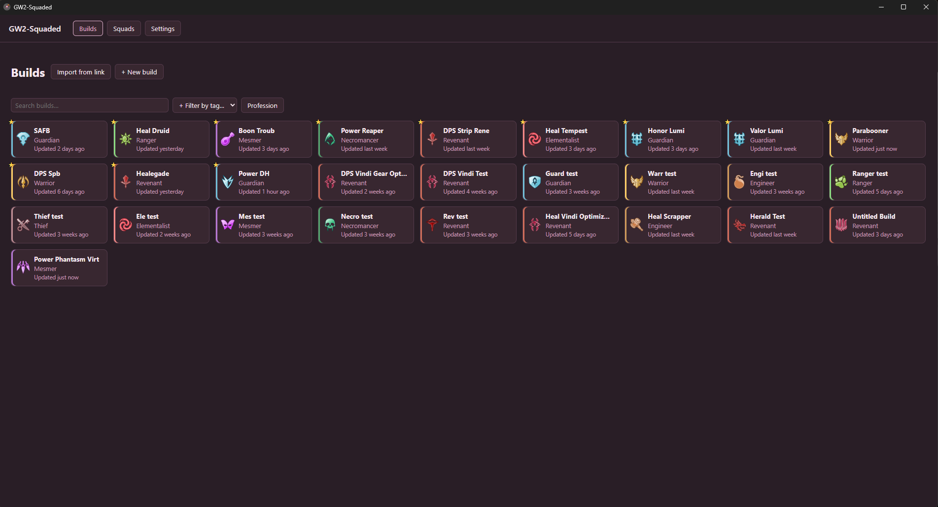 GW2-Squaded build list
